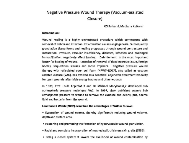 Negative Pressure Wound Therapy (Vacuum-assisted Closure)